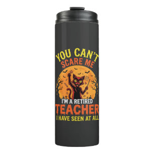Retired Teacher Halloween Pumpkin Cat Design_1 Thermal Tumbler
