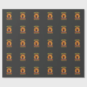 Retired Teacher Halloween Pumpkin Cat Design_1 Wrapping Paper