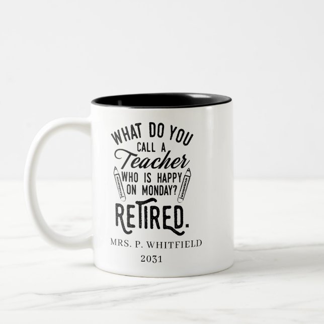 Retired Teacher Head of School Retirement Custom Two-Tone Coffee Mug (Left)