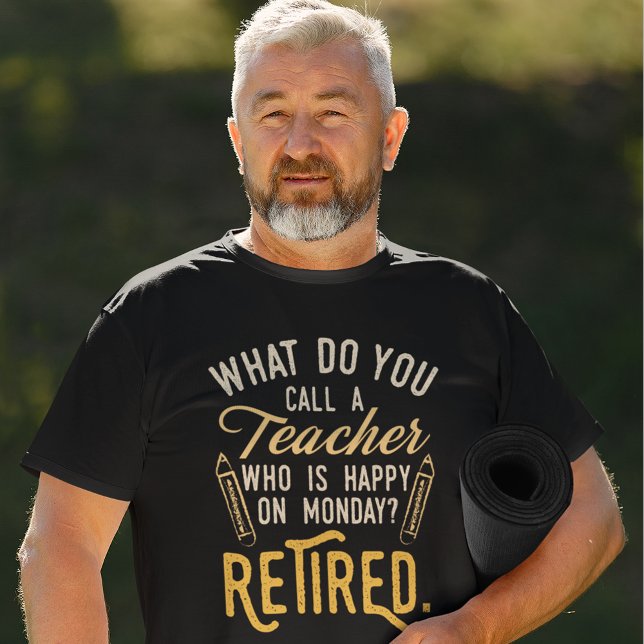 Retired Teacher Head of School Retirement Tri-Blend Shirt (Retired Teacher Monday Black T-Shirt for Men)