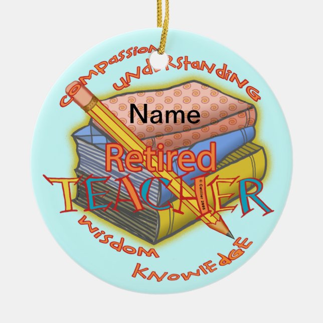 Retired Teacher premium round ornament (Front)