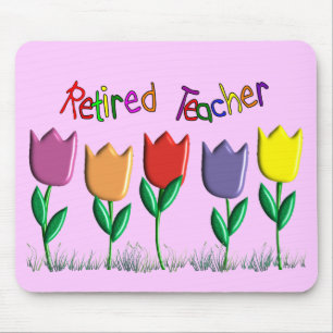 Retired Teacher Tulips Design Gifts Mouse Mat