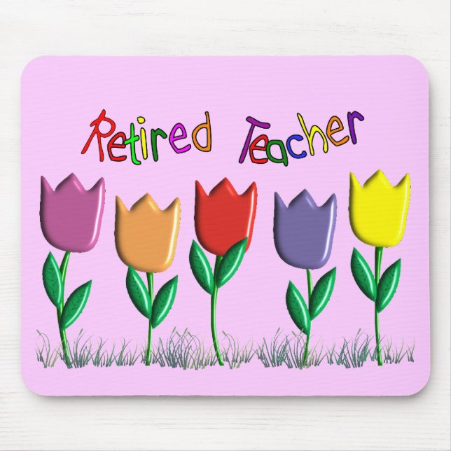 Retired Teacher Tulips Design Gifts Mouse Mat (Front)