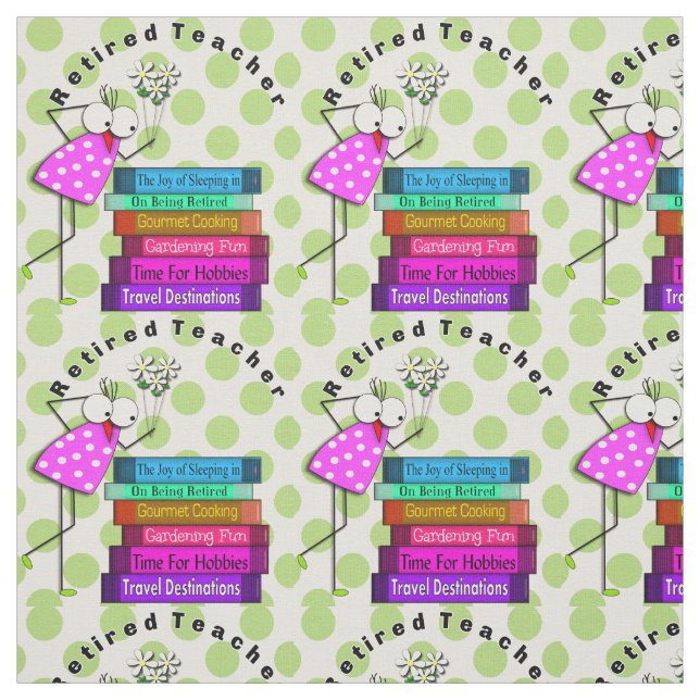 Retired Teacher Whimsical Bird Fabric (Swatch)