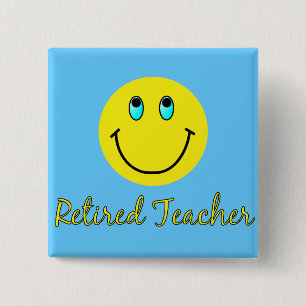 Retired Teacher YELLOW 15 Cm Square Badge