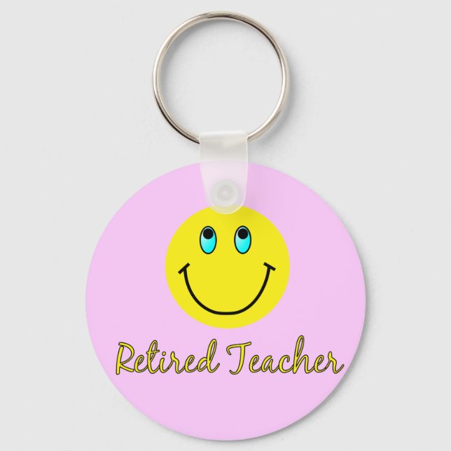 Retired Teacher YELLOW Key Ring (Front)