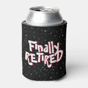 Retired Text and Water Droplet  Can Cooler