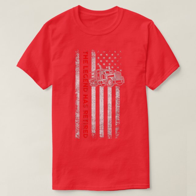 Retired Truck Driver Patriotic Trucker American Fl T-Shirt (Design Front)