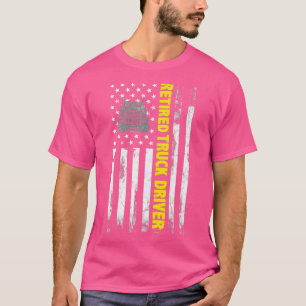 Retired Truck Driver Thin Gold line American Flag T-Shirt