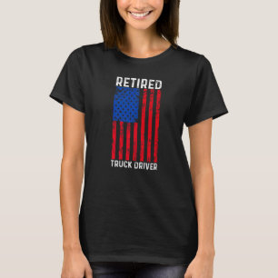 Retired Truck Driver US Flag Trucker Retirement 3 T-Shirt