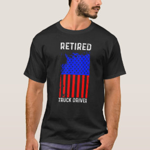 Retired Truck Driver US Flag Trucker Retirement  4 T-Shirt