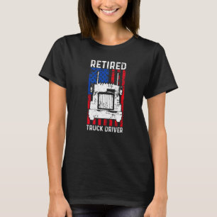 Retired Truck Driver US Flag Trucker Retirement   T-Shirt