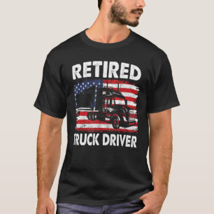 Retired Truck Driver US Flag Vintage Trucker Retir T-Shirt