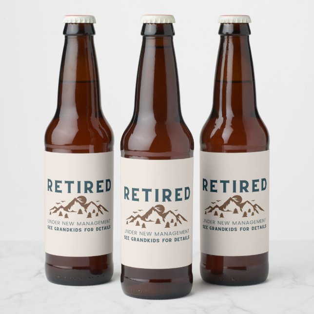 Retired Under New Management Funny Beer Bottle Label (Bottles)