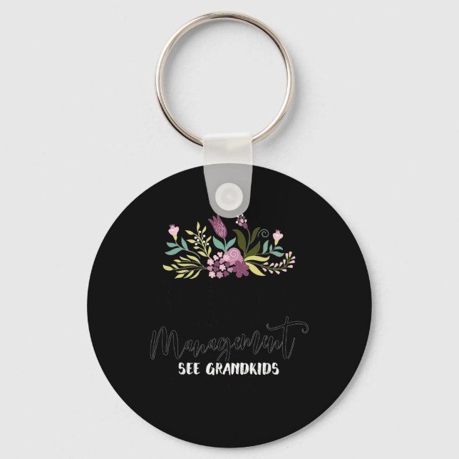 Retired Under New Management See Grandkids Funny R Key Ring (Front)