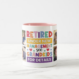 Retired Under New Management See Grandkids Two-Tone Coffee Mug