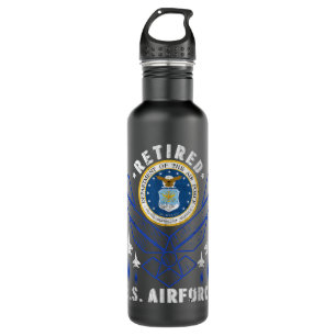 Retired US Air Force Veteran Retirement Gift Tee 710 Ml Water Bottle