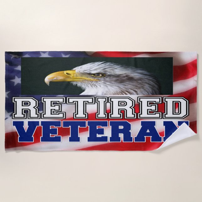 Retired Veteran Beach Towel (Front)