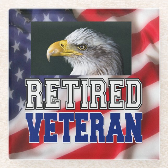 Retired Veteran Glass Coaster (Front)