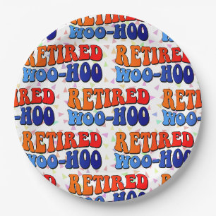 Retired Woo Hoo Vintage Groovy Text Paper Plate
