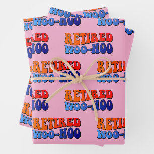 Retired Woo Hoo Vintage Groovy Text Pink Wrapping Paper Sheet