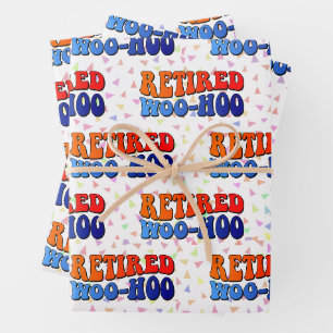 Retired Woo Hoo Vintage Retirement  Wrapping Paper Sheet