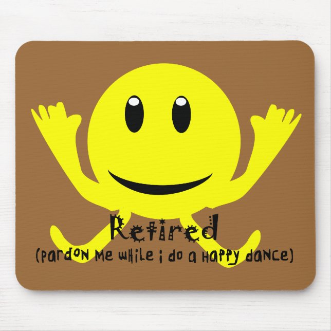 "Retired" YELLOW HAPPY DANCE Mouse Mat (Front)
