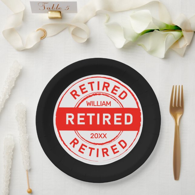 Retiree Fun! Custom Retirement Party Paper Plate (Wedding)