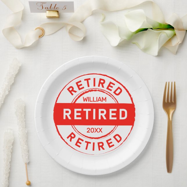 Retiree Fun! Custom Retirement Party Paper Plate (Wedding)