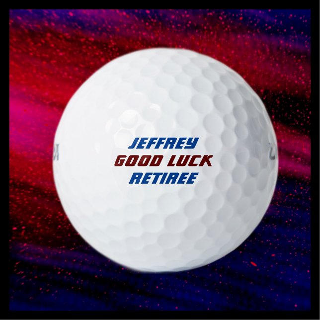 Retiree Name Retirement Gift Blue Burgundy Golf Balls (Creator Uploaded)