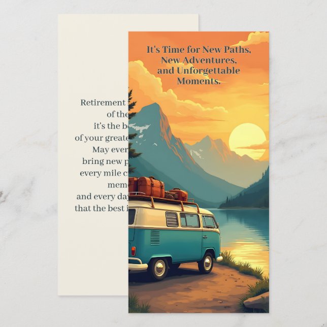 Retirement Adventure Camper Mountain Sunset Scene (Front/Back)