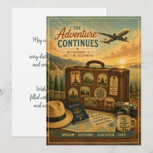 Retirement Adventure with Vintage Travel Suitcase