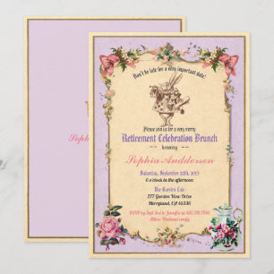 Retirement afternoon tea party invitation purple