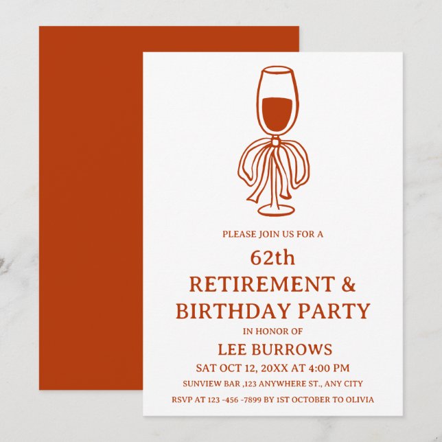 Retirement and Birthday Party Invitation (Front/Back)