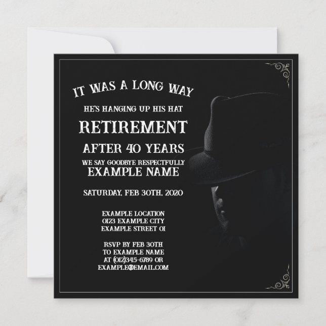 Retirement Announcement with Cowboy in Half Shadow (Front)