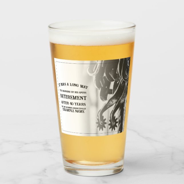 Retirement announcement with old spurs glass (Front Filled)