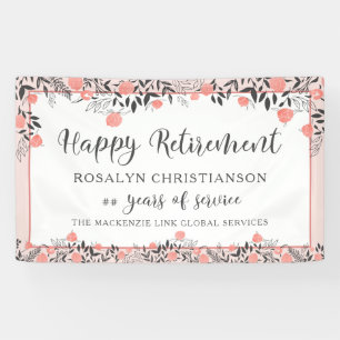 Retirement ANY Year Rose Gold Blush Floral Banner