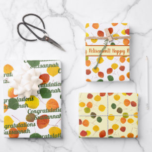 Retirement Autumn Colour Aspen Leaves Custom  Wrapping Paper Sheet