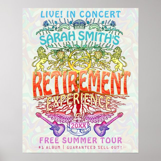 Retirement Band Concert Welcome Neon Retro 70s Poster (Front)