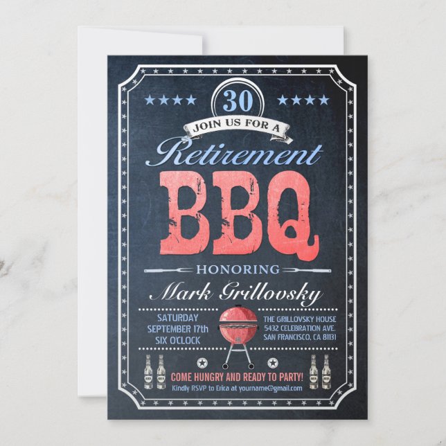 Retirement BBQ Invitations | Chalkboard (Front)