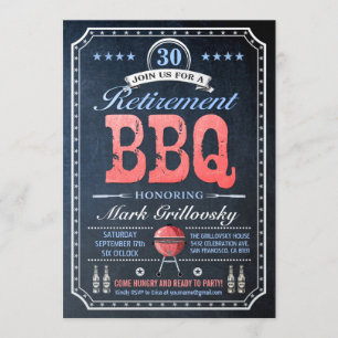 Retirement BBQ Invitations   Chalkboard