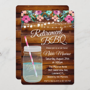 Retirement BBQ Mason Jar Invitation