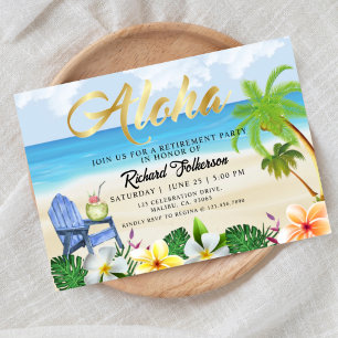 Retirement, Beach , Aloha, Out of Office Invitation