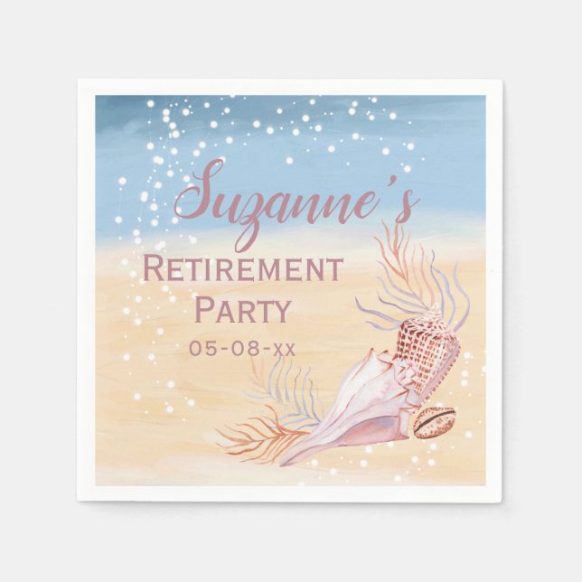 Retirement Beach Coastal Party  Napkin (Front)
