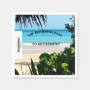 Retirement Beach Scene Boarding Pass Destination  Napkin