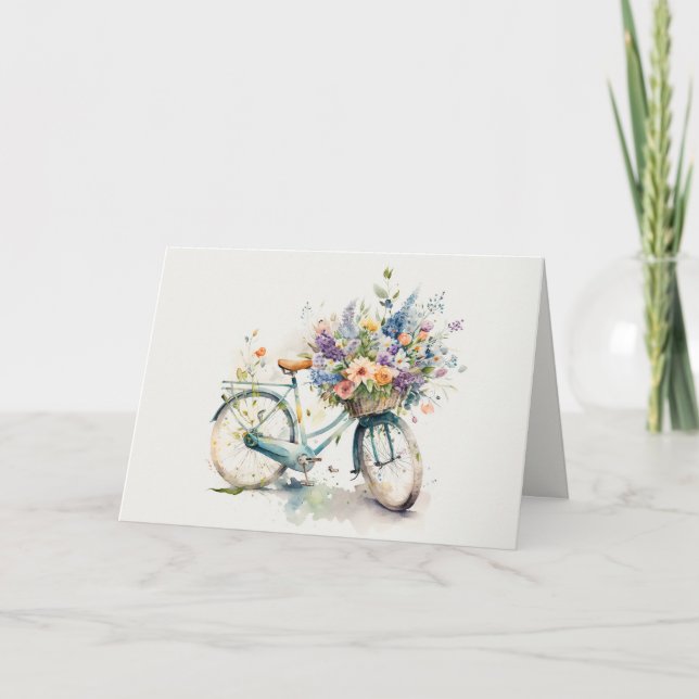 Retirement Bicycle with Flowers Card (Front)