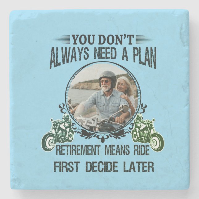 Retirement Biker Dad Custom Picture Stone Coaster (Front)