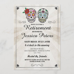 Retirement Birthday  Sugar Skulls Invite Halloween