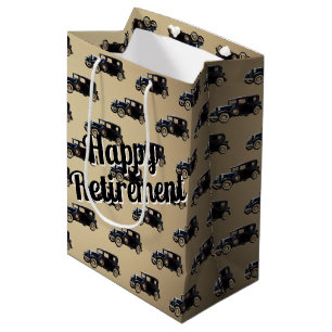 Retirement Black Antique Car Medium Gift Bag