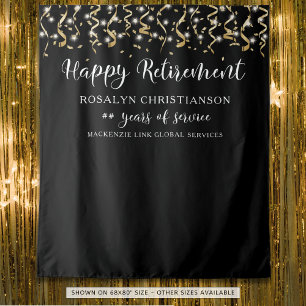 Retirement Black Gold Confetti Streamers Tapestry